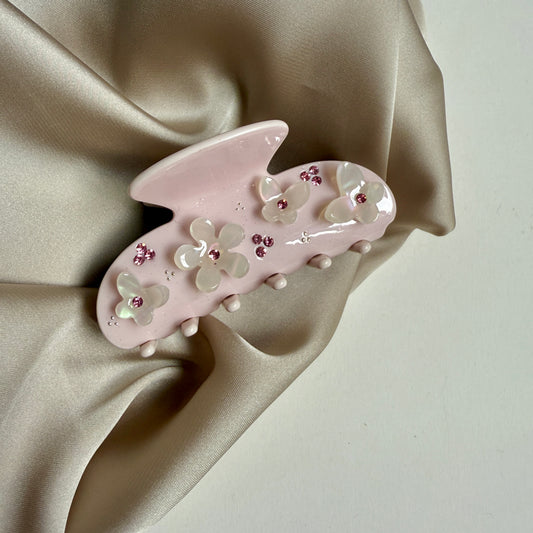 Floral Matte Hair Claw Clip – Soft Pastel Blossoms